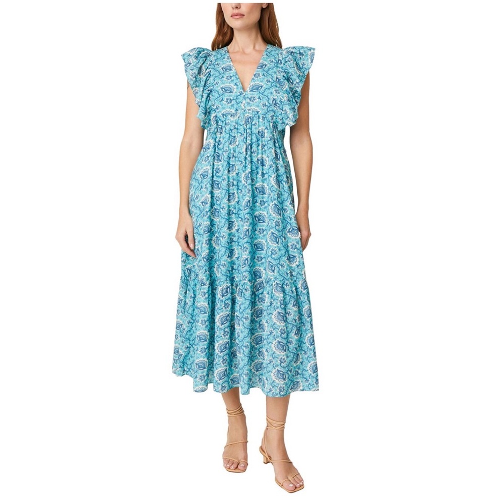 Rhode Blue Paisley Ruffle Midi Dress EUC / Tasha Midi Dress
